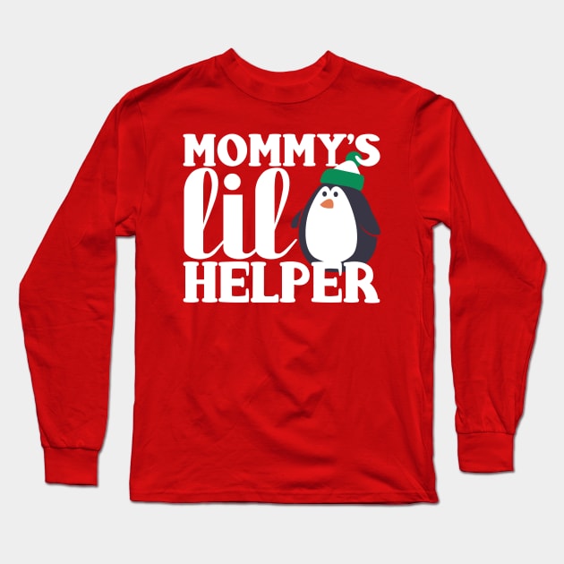 Mommy's Lil' Littler Helper Penguin Christmas Design Long Sleeve T-Shirt by PozureTees108